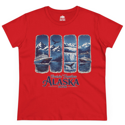 Alaska Cruise Adventure Shirt Ladies T-Shirt – Red – Alaska Cruise Shirts