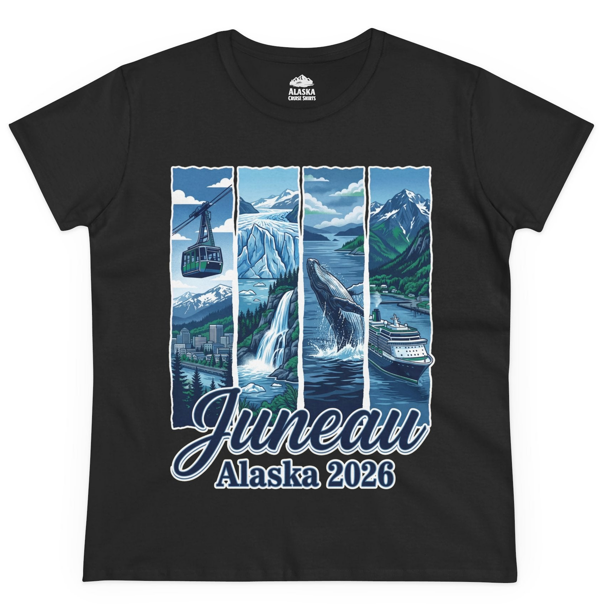 Juneau Alaska 2026 Cruise and Nature Souvenir Shirt — Ladies Tee Ladies T-Shirt – Black – Alaska Cruise Shirts