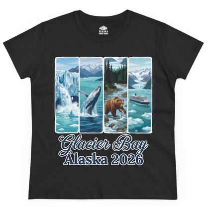 Glacier Bay Alaska 2026 Cruise Nature Wildlife Adventure Shirt — Ladies Tee Ladies T-Shirt – Black – Alaska Cruise Shirts