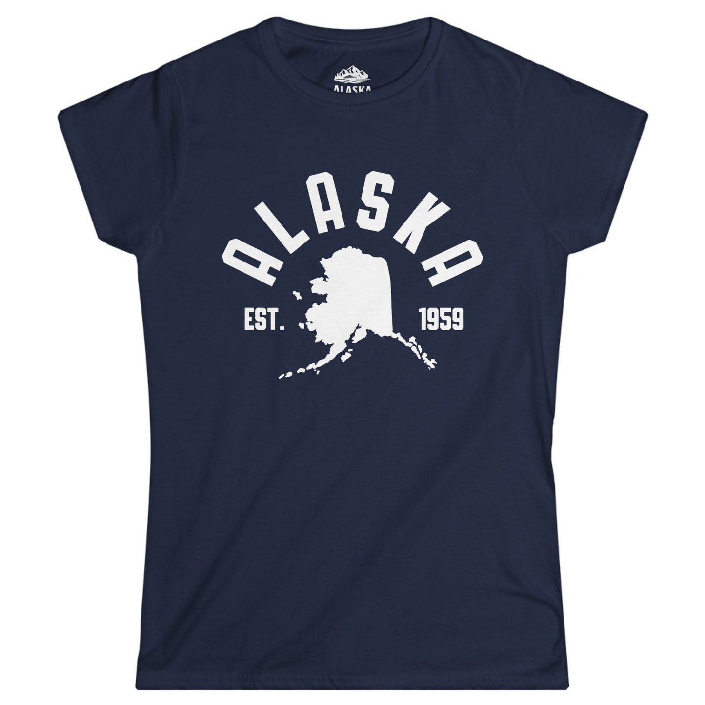 Vintage Alaska State Outline Est 1959 Retro Collegiate Shirt Ladies T-Shirt – Navy – Alaska Cruise Shirts