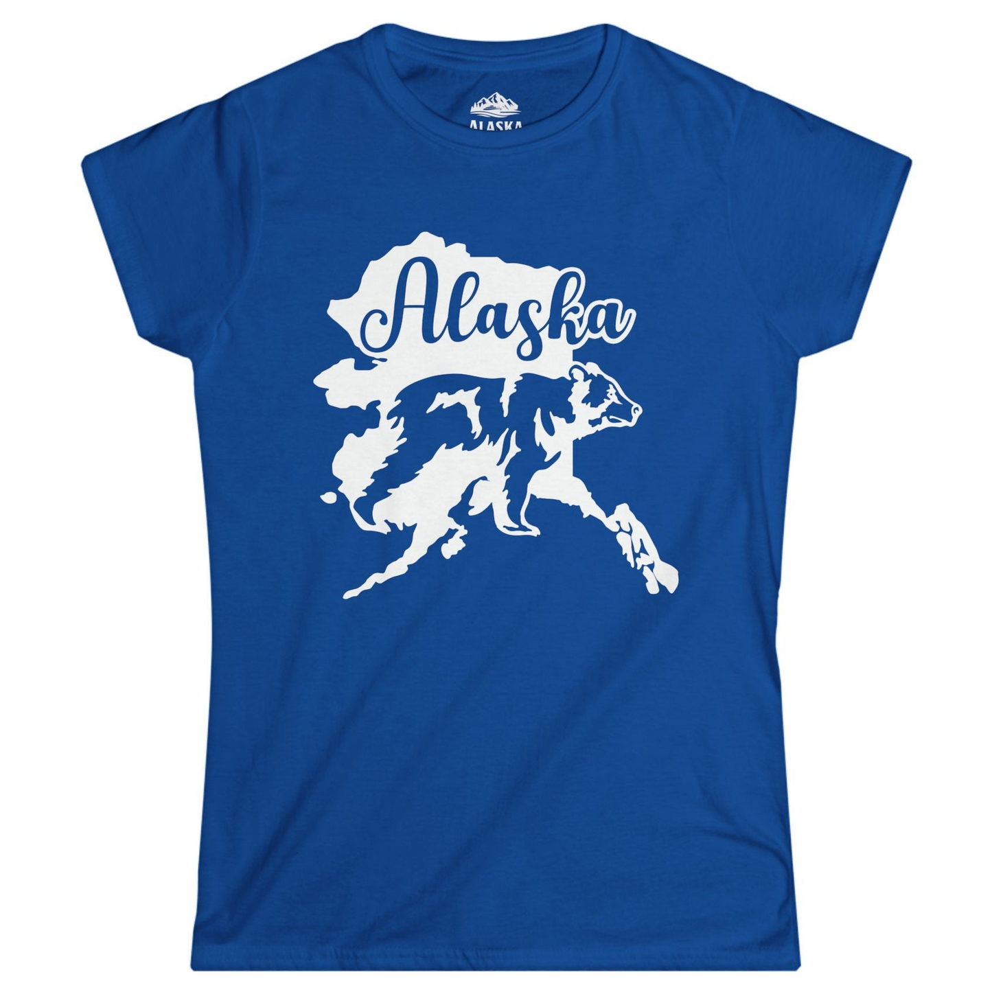 Alaska Bear Silhouette Shirt - Bold Wilderness Wildlife Graphic Tee Ladies T-Shirt – Royal – Alaska Cruise Shirts