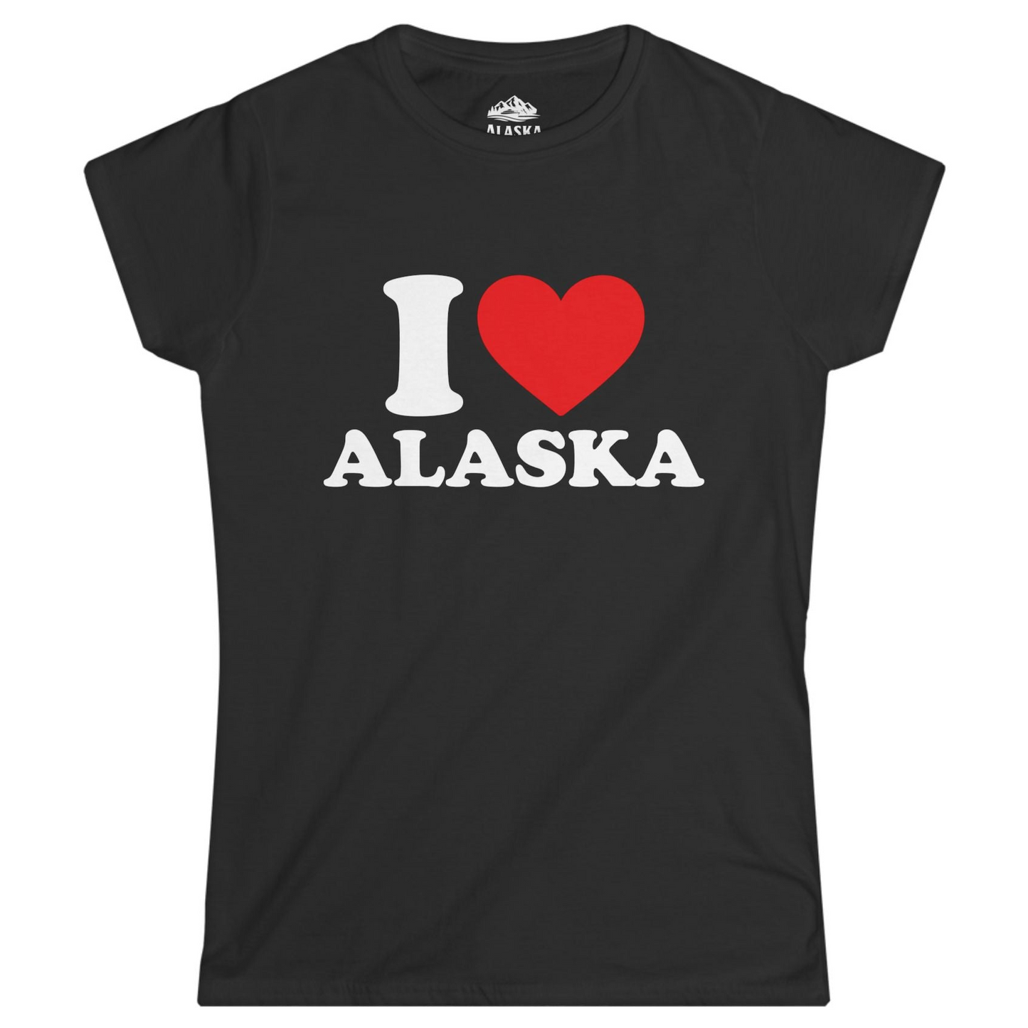 I Love Alaska Shirt - Bold Heart Graphic Retro Alaska Cruise Tee Ladies T-Shirt – Black – Alaska Cruise Shirts