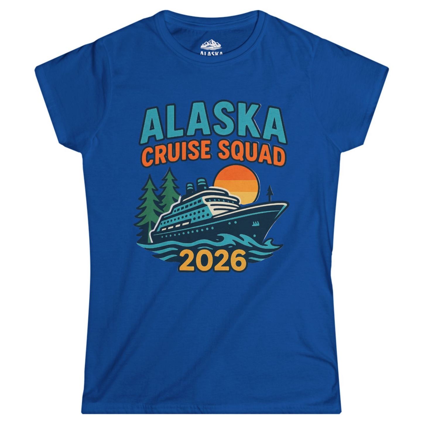 Alaska Cruise Squad Shirt - Retro Sunset Adventure Family Group Tee Ladies T-Shirt – Royal – Alaska Cruise Shirts
