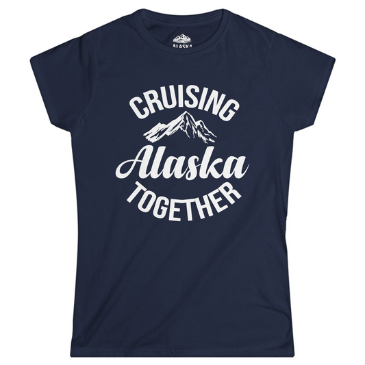 Cruising Alaska Together Mountain Adventure Travel Couples Shirt Ladies T-Shirt – Navy – Alaska Cruise Shirts