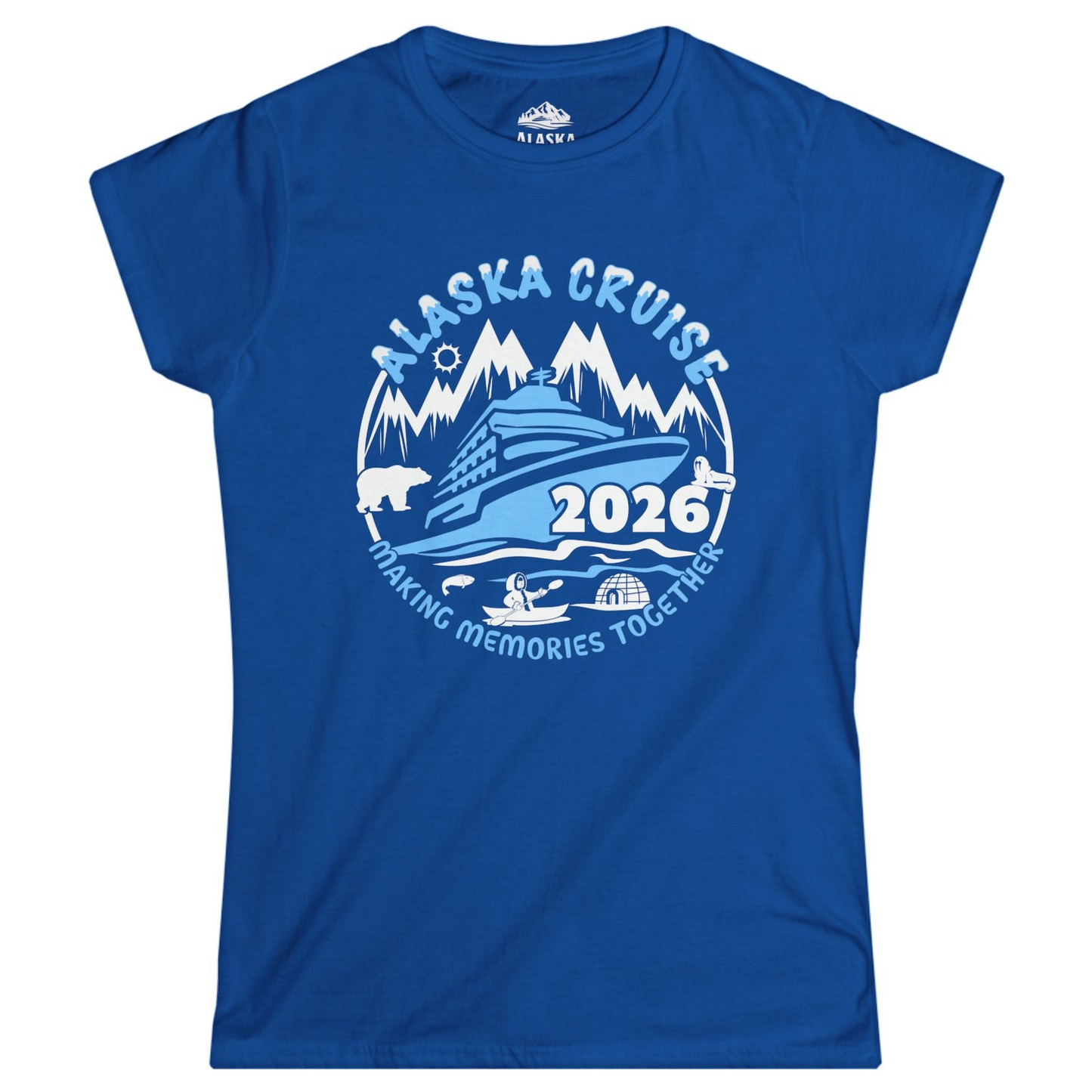 Alaska Cruise 2026 Shirt - Family Adventure Wildlife Nature Graphic Tee Ladies T-Shirt – Royal – Alaska Cruise Shirts