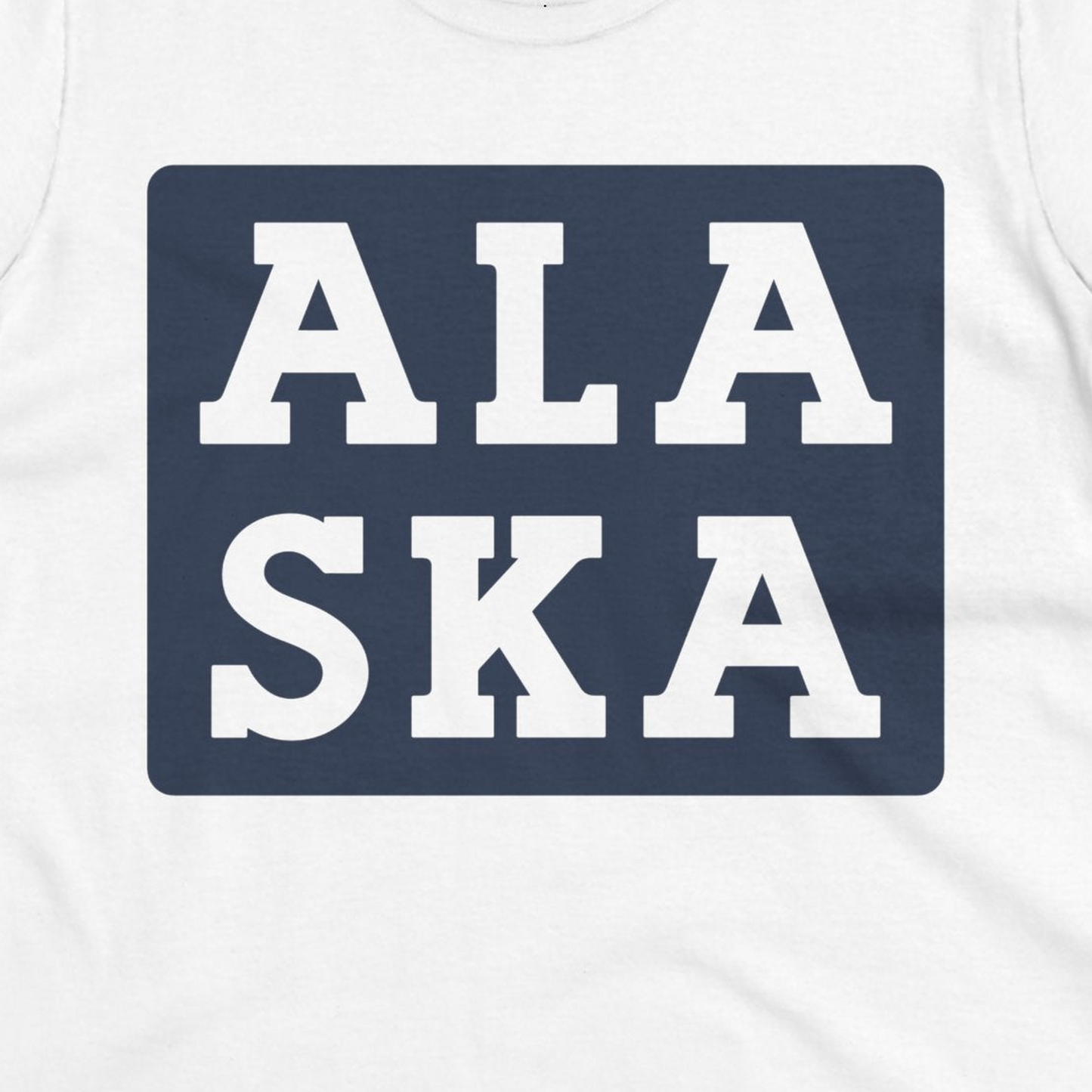 Bold Alaska Block Text Shirt Ladies T-Shirt – White – Alaska Cruise Shirts Close Up