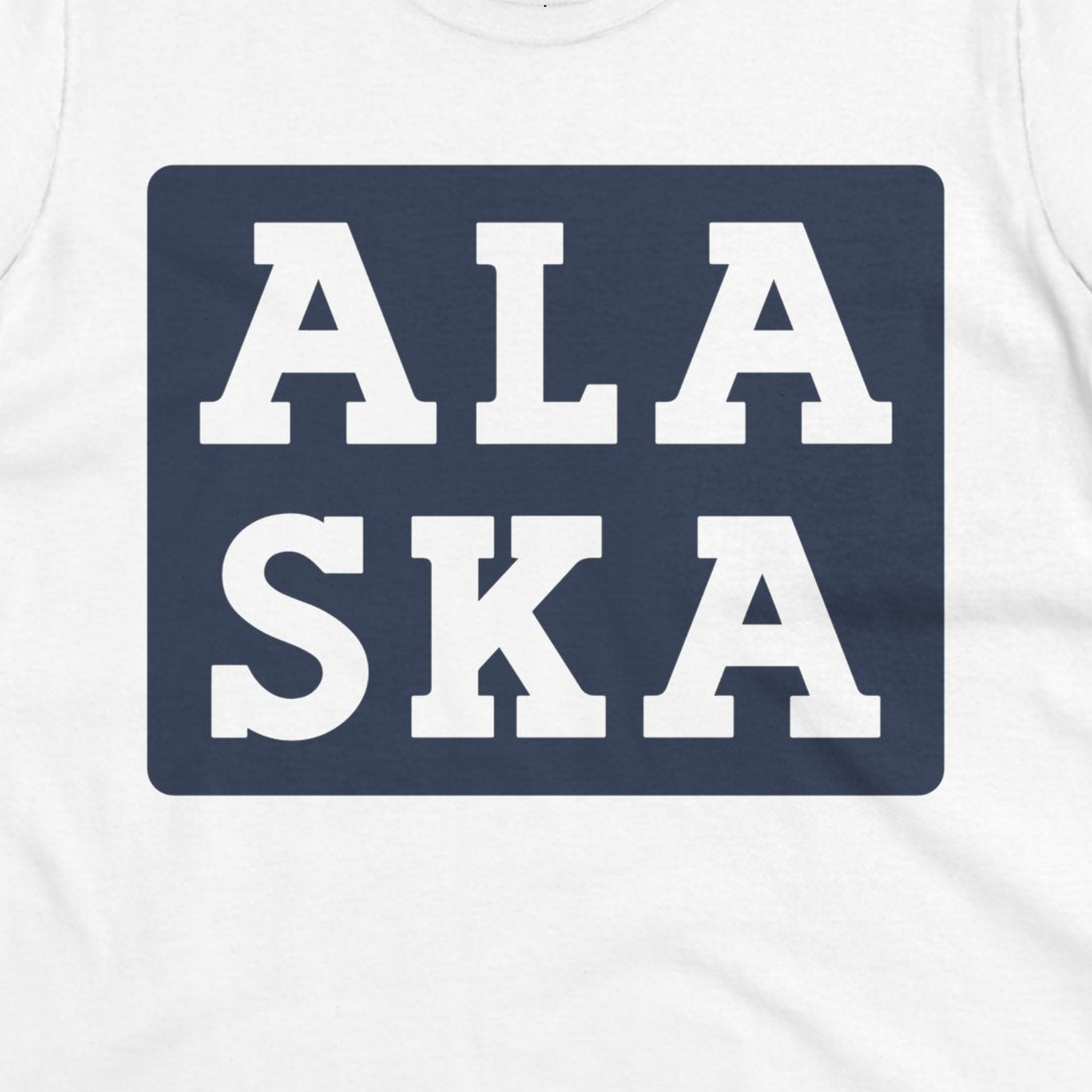 Bold Alaska Block Text Shirt Ladies T-Shirt – White – Alaska Cruise Shirts Close Up