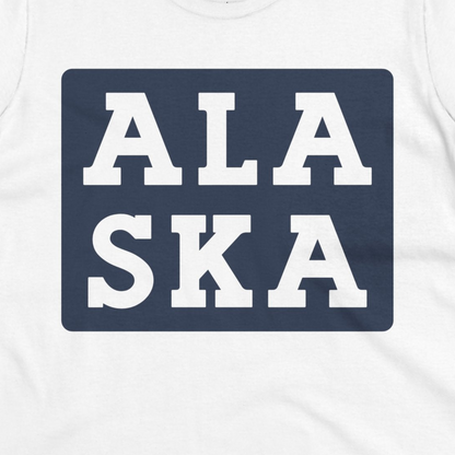 Bold Alaska Block Text Shirt Ladies T-Shirt – White – Alaska Cruise Shirts Close Up
