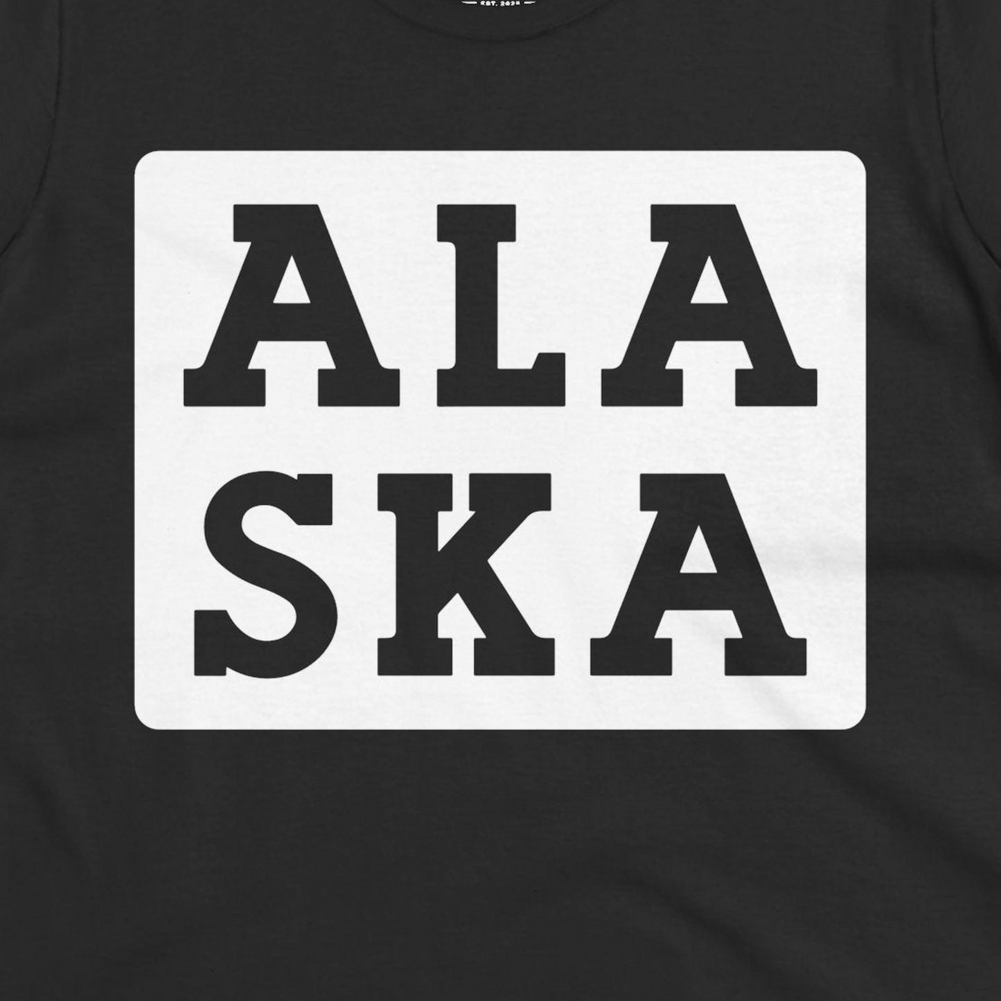 Bold Alaska Block Text Shirt Ladies T-Shirt – Black – Alaska Cruise Shirts Close Up