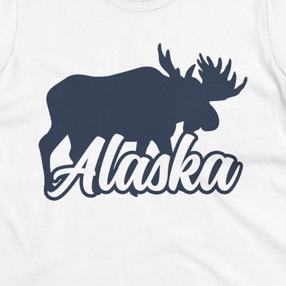 Alaska Moose Wildlife Silhouette Shirt Ladies T-Shirt – White – Alaska Cruise Shirts Close Up
