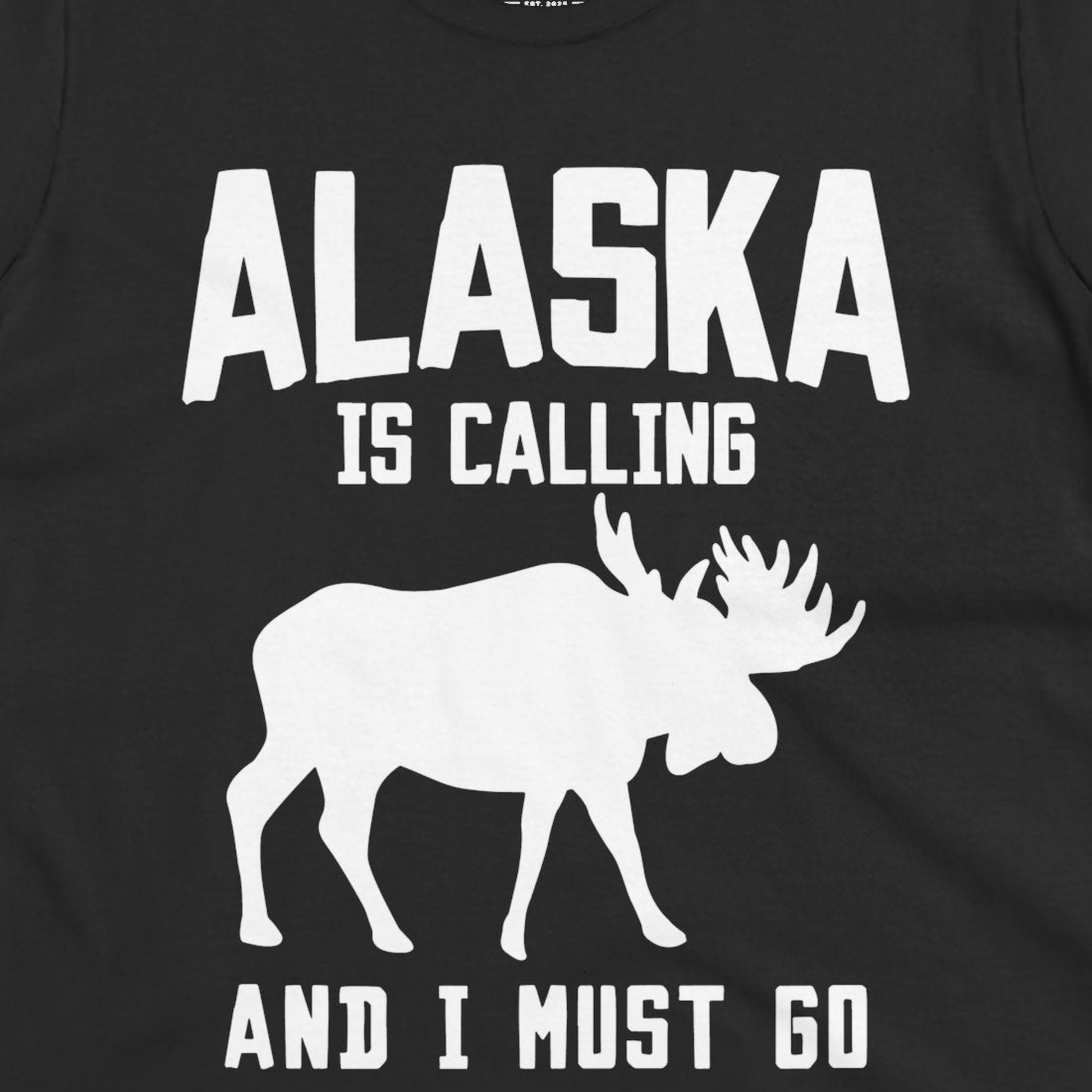 Alaska Is Calling Moose Silhouette Shirt Ladies T-Shirt – Black – Alaska Cruise Shirts Close Up
