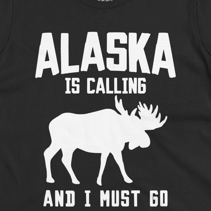 Alaska Is Calling Moose Silhouette Shirt Ladies T-Shirt – Black – Alaska Cruise Shirts Close Up