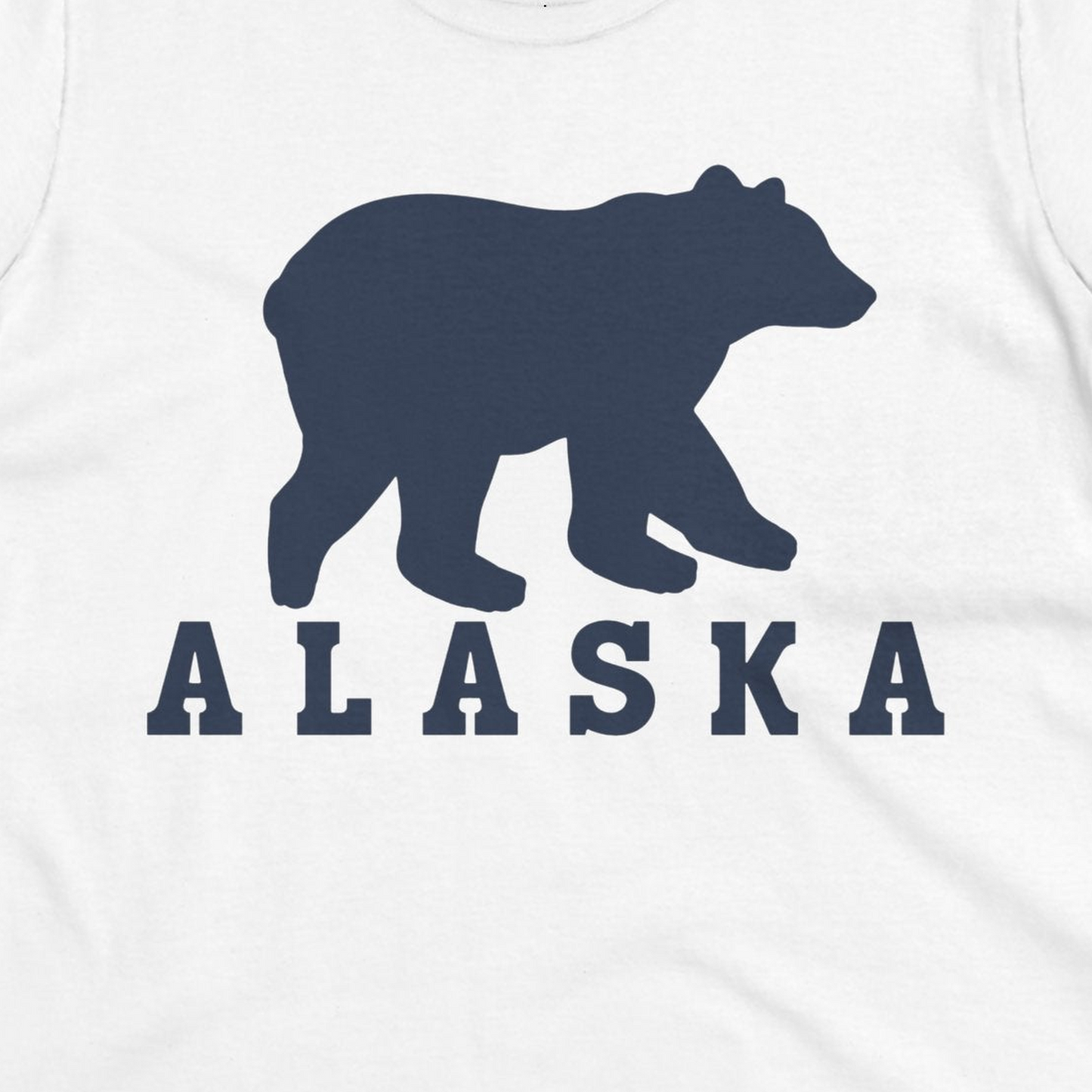 Alaska Bear Silhouette Shirt Ladies T-Shirt – White – Alaska Cruise Shirts Close Up