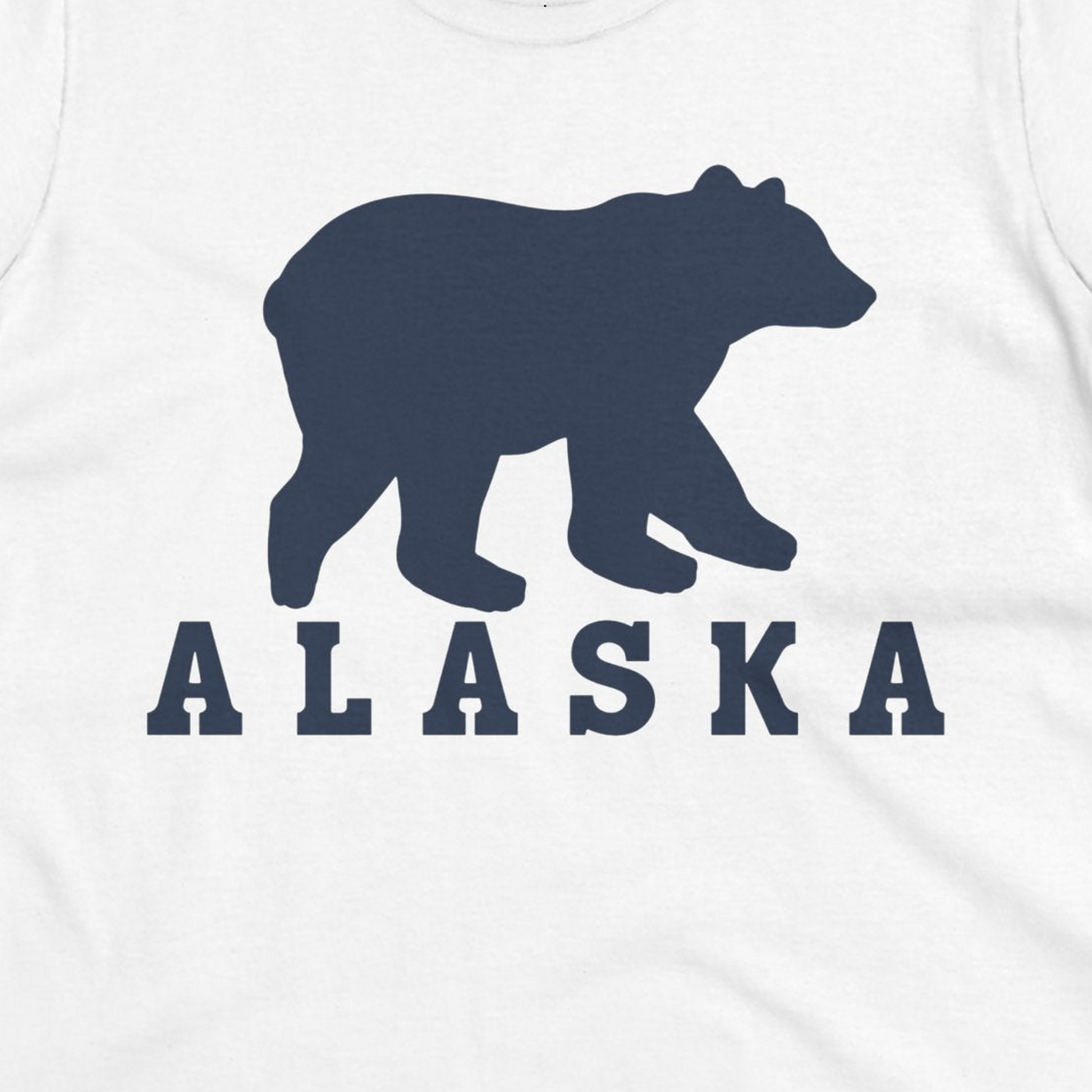 Alaska Bear Silhouette Shirt Ladies T-Shirt – White – Alaska Cruise Shirts Close Up