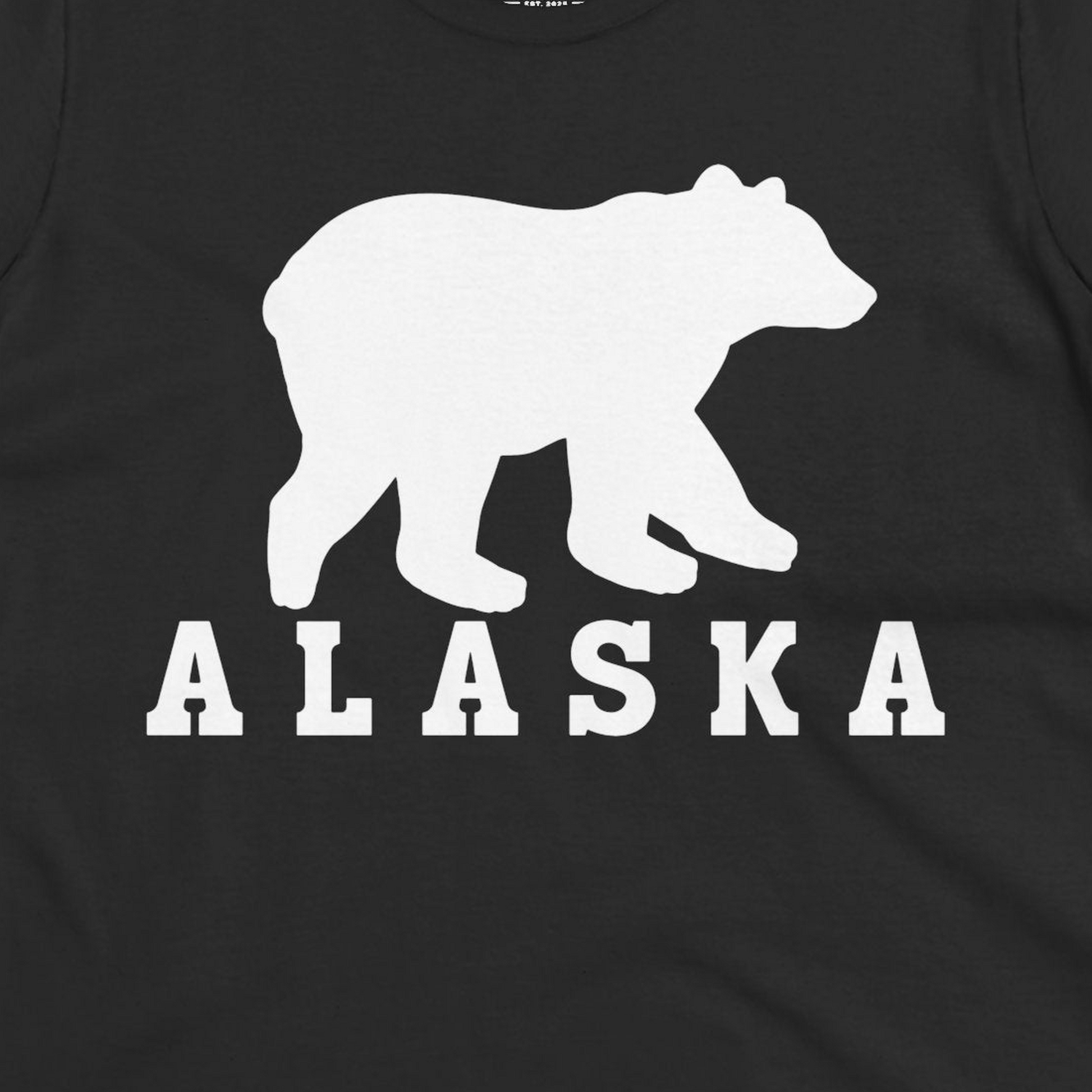 Alaska Bear Silhouette Shirt Ladies T-Shirt – Black – Alaska Cruise Shirts Close Up