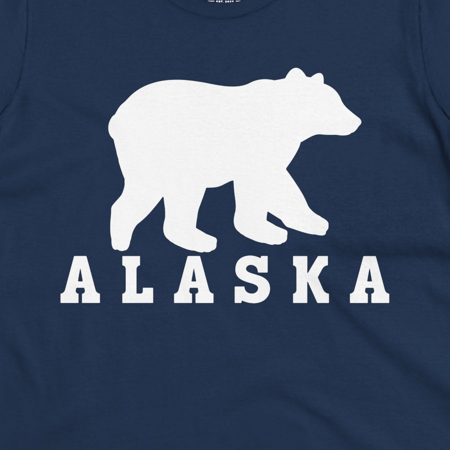 Alaska Bear Silhouette Shirt Ladies T-Shirt – Navy – Alaska Cruise Shirts Close Up