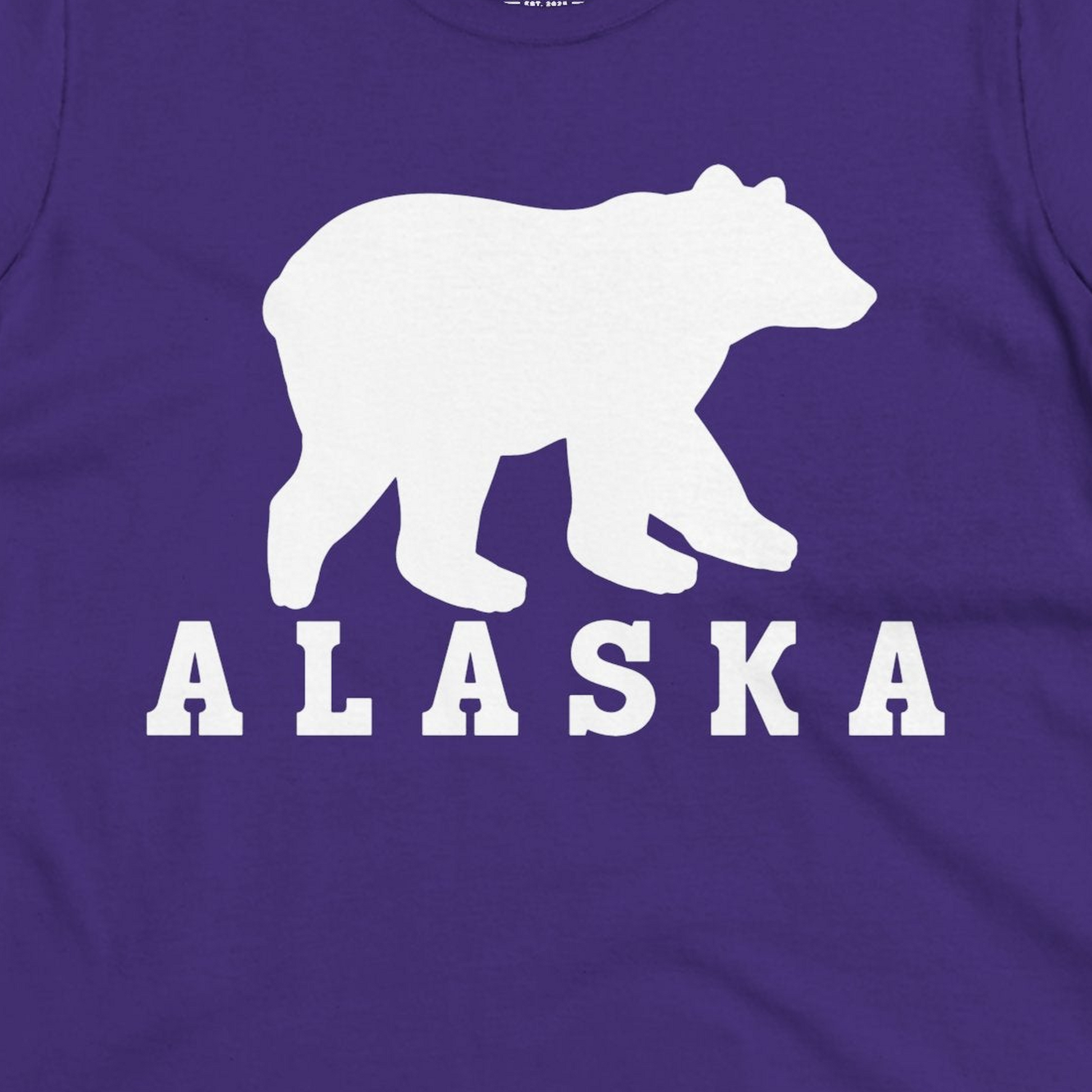 Alaska Bear Silhouette Shirt Ladies T-Shirt – Purple – Alaska Cruise Shirts Close Up