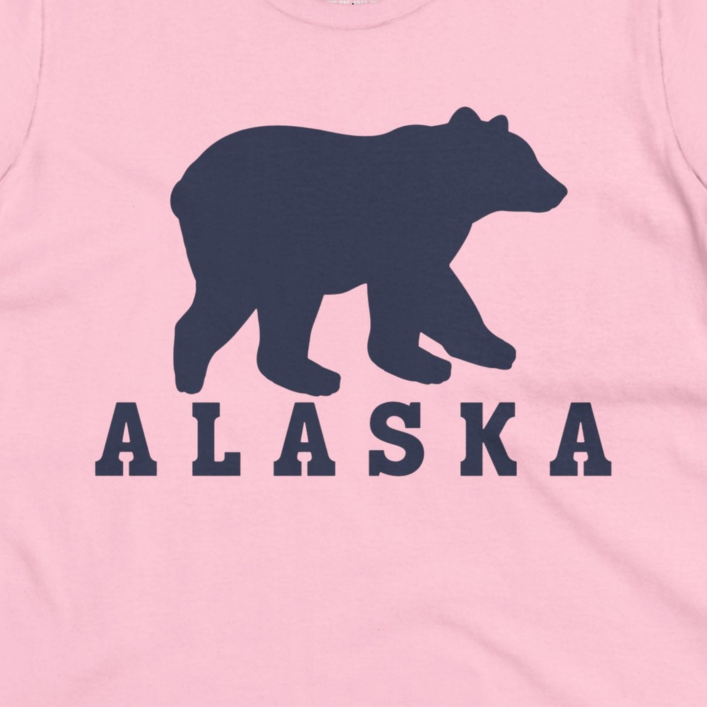 Alaska Bear Silhouette Shirt Ladies T-Shirt – Light Pink – Alaska Cruise Shirts Close Up