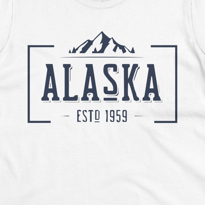Vintage Alaska Estd 1959 Shirt Ladies T-Shirt – White – Alaska Cruise Shirts Close Up