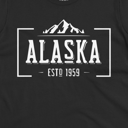 Vintage Alaska Estd 1959 Shirt Ladies T-Shirt – Black – Alaska Cruise Shirts Close Up