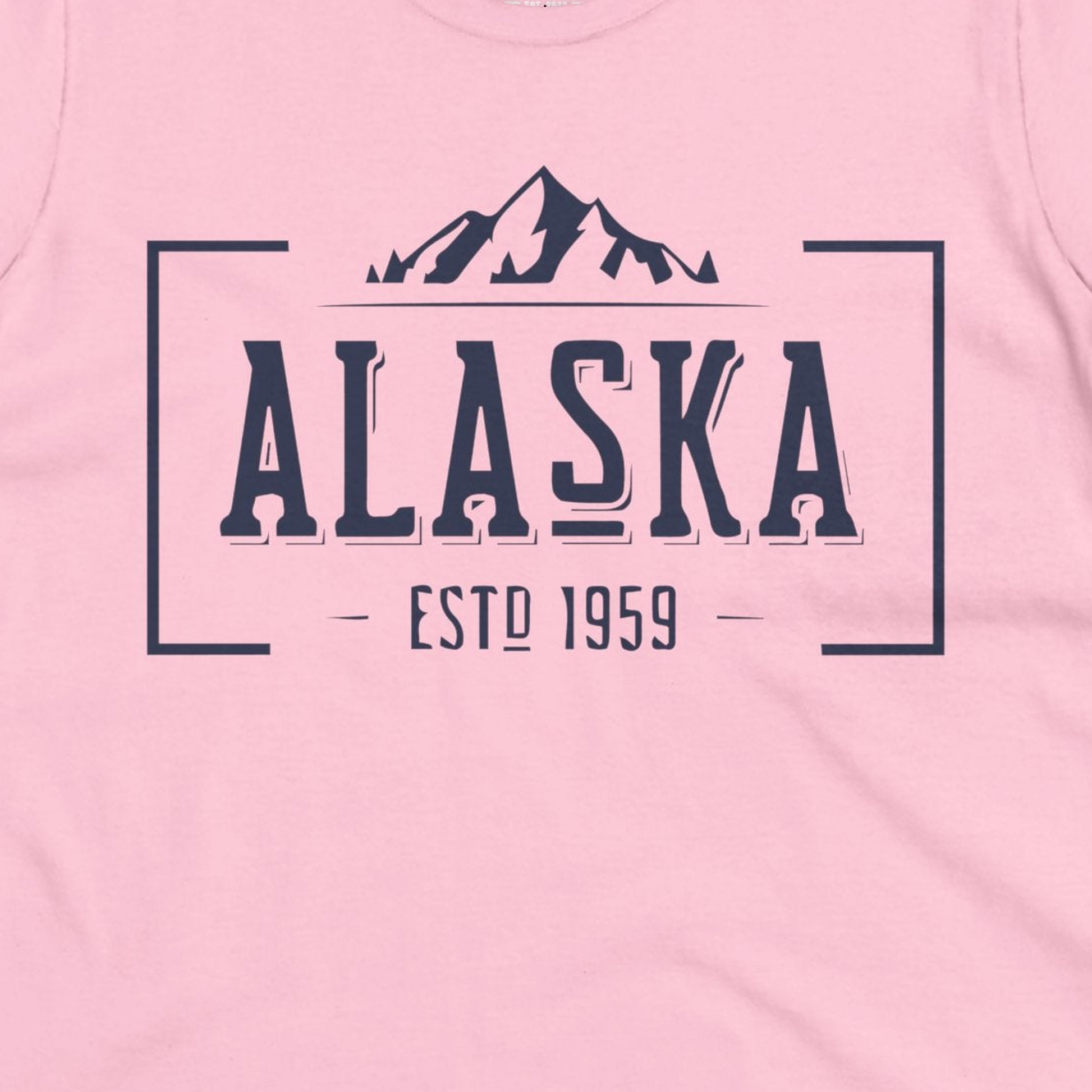 Vintage Alaska Estd 1959 Shirt Ladies T-Shirt – Light Pink – Alaska Cruise Shirts Close Up