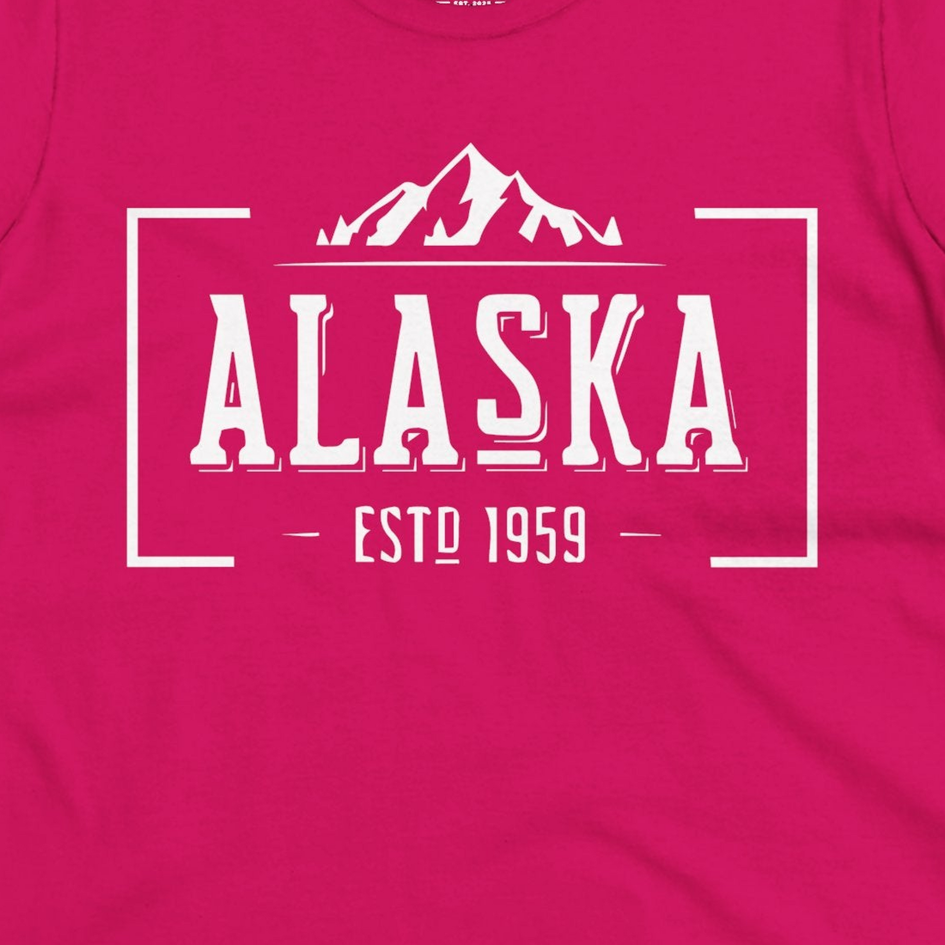 Vintage Alaska Estd 1959 Shirt Ladies T-Shirt – Heliconia – Alaska Cruise Shirts Close Up