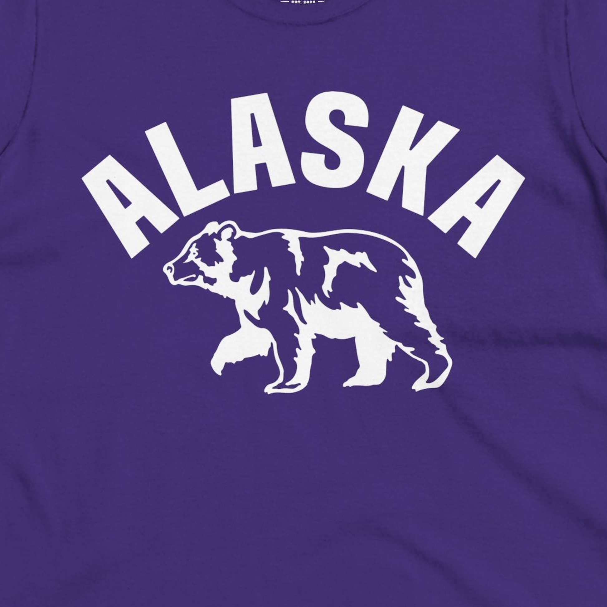 Alaska Bear Silhouette Wildlife Shirt Ladies T-Shirt – Purple – Alaska Cruise Shirts Close Up