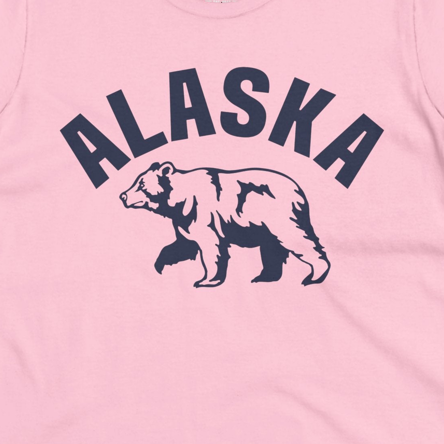 Alaska Bear Silhouette Wildlife Shirt Ladies T-Shirt – Light Pink – Alaska Cruise Shirts Close Up