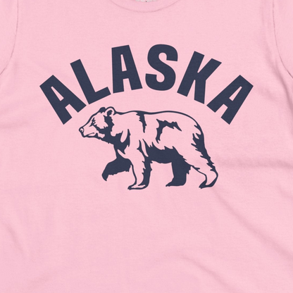 Alaska Bear Silhouette Wildlife Shirt Ladies T-Shirt – Light Pink – Alaska Cruise Shirts Close Up