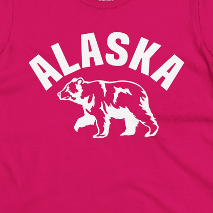 Alaska Bear Silhouette Wildlife Shirt Ladies T-Shirt – Heliconia – Alaska Cruise Shirts Close Up