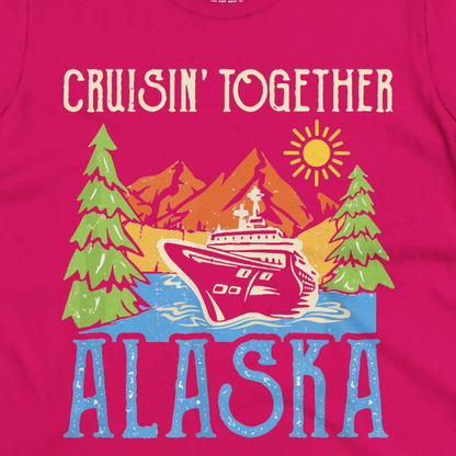 Alaska Cruise Adventure Nature Landscape Retro Family Shirt — Ladies Tee Ladies T-Shirt – Heliconia – Alaska Cruise Shirts Close Up