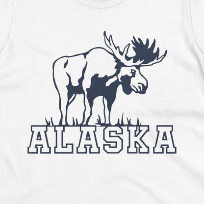 Alaska Moose Silhouette Shirt Ladies T-Shirt – White – Alaska Cruise Shirts Close Up