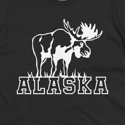 Alaska Moose Silhouette Shirt Ladies T-Shirt – Black – Alaska Cruise Shirts Close Up