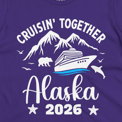 Alaska Cruise Adventure 2026 Shirt Ladies T-Shirt – Purple – Alaska Cruise Shirts Close Up