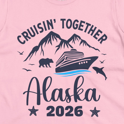 Alaska Cruise Adventure 2026 Shirt Ladies T-Shirt – Light Pink – Alaska Cruise Shirts Close Up