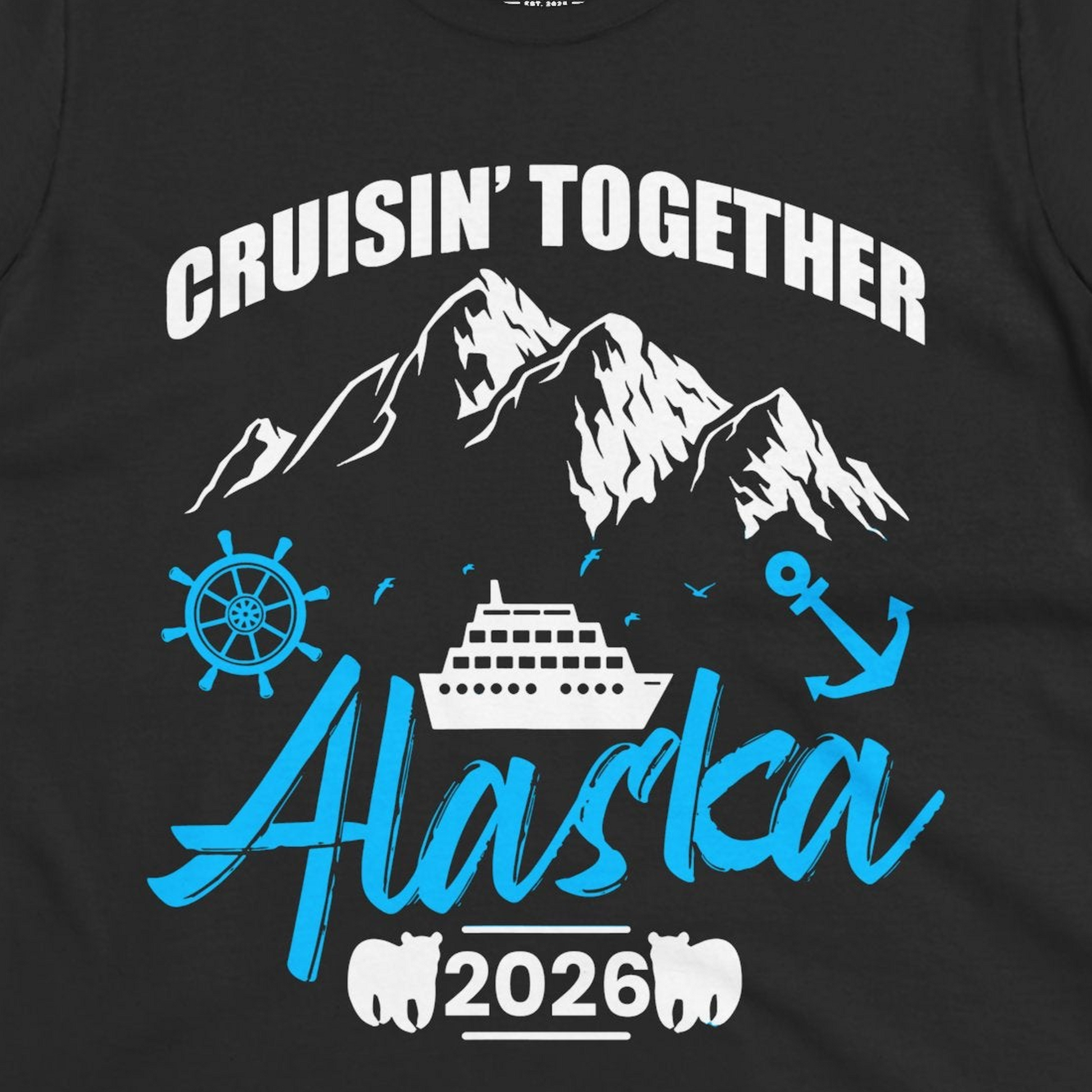 Alaska Cruise Group Adventure Shirt Ladies T-Shirt – Black – Alaska Cruise Shirts Close Up