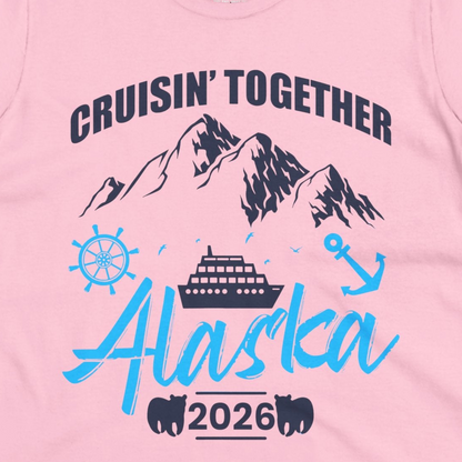 Alaska Cruise Group Adventure Shirt Ladies T-Shirt – Light Pink – Alaska Cruise Shirts Close Up