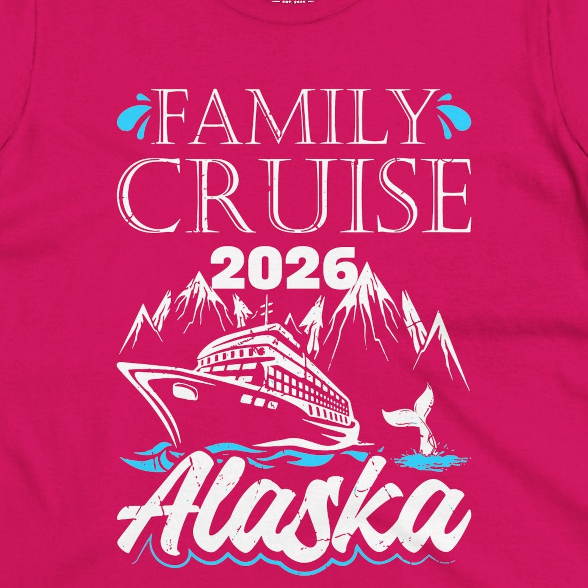 Alaska Family Cruise Shirt Ladies T-Shirt – Heliconia – Alaska Cruise Shirts Close Up