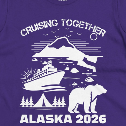 Alaska Cruise 2026 Family Adventure Bear Mountain Nature Shirt — Ladies Tee Ladies T-Shirt – Purple – Alaska Cruise Shirts Close Up