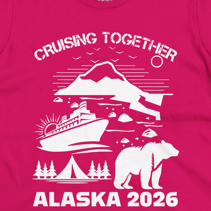 Alaska Cruise 2026 Family Adventure Bear Mountain Nature Shirt — Ladies Tee Ladies T-Shirt – Heliconia – Alaska Cruise Shirts Close Up