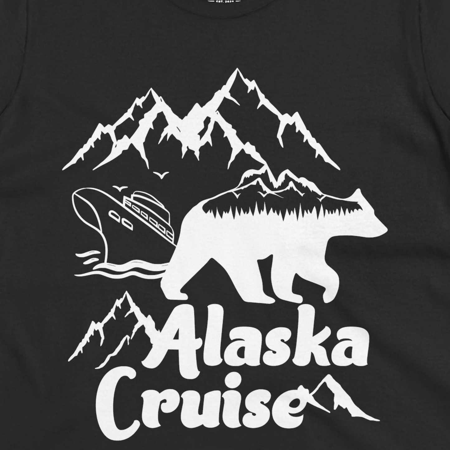 Alaska Cruise Shirt Ladies T-Shirt – Black – Alaska Cruise Shirts Close Up