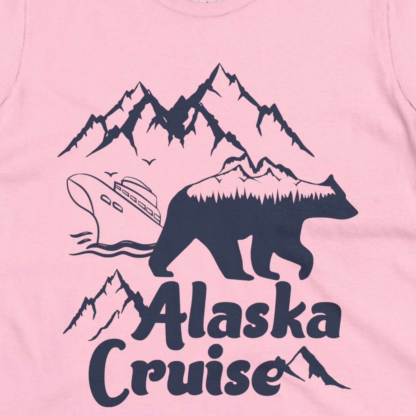 Alaska Cruise Shirt Ladies T-Shirt – Light Pink – Alaska Cruise Shirts Close Up