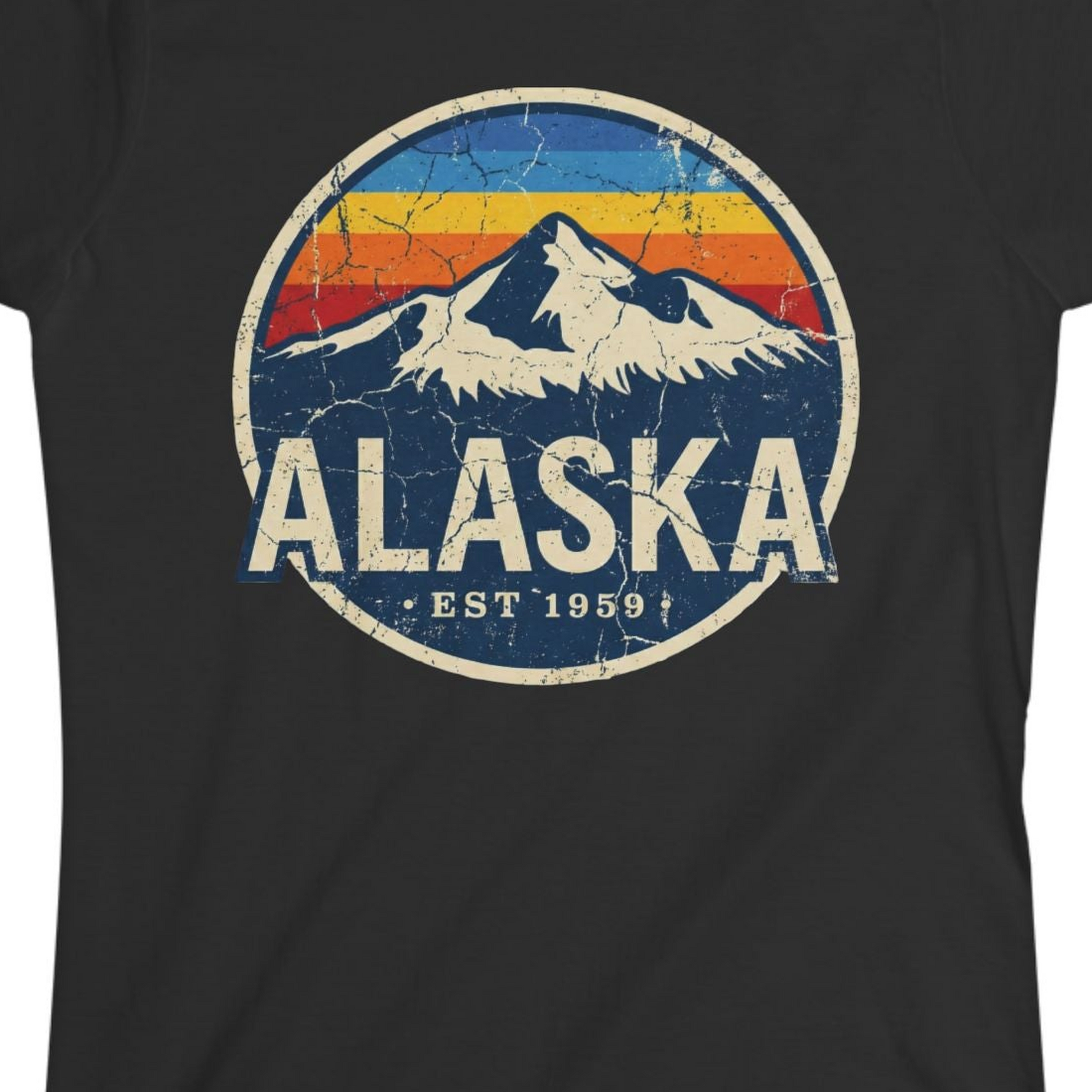Alaska Vintage Shirt Ladies T-Shirt – Black – Alaska Cruise Shirts Close Up