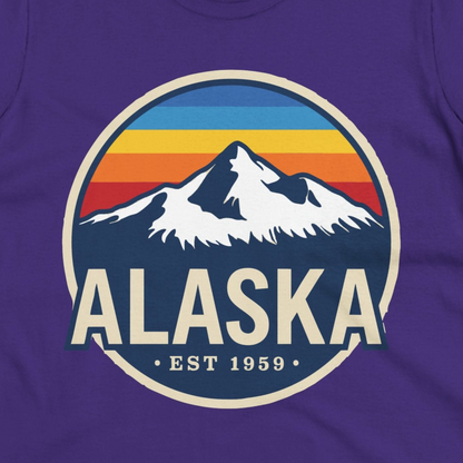 Alaska Vintage Shirt Ladies T-Shirt – Purple – Alaska Cruise Shirts Close Up