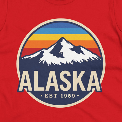 Alaska Vintage Shirt Ladies T-Shirt – Red – Alaska Cruise Shirts Close Up
