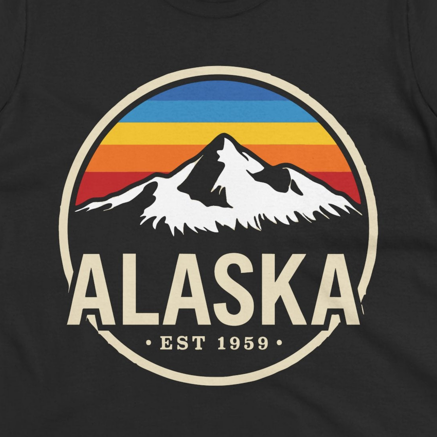 Alaska Vintage Mountain Sunset Shirt Ladies T-Shirt – Black – Alaska Cruise Shirts Close Up