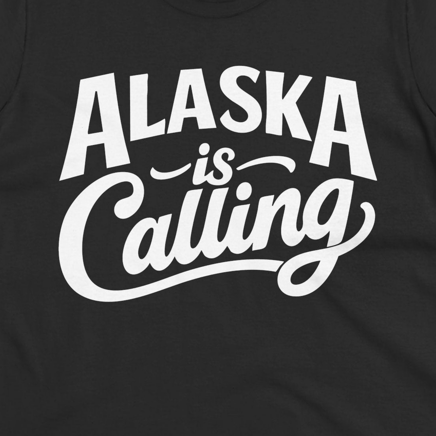 Alaska Is Calling Shirt Ladies T-Shirt – Black – Alaska Cruise Shirts Close Up
