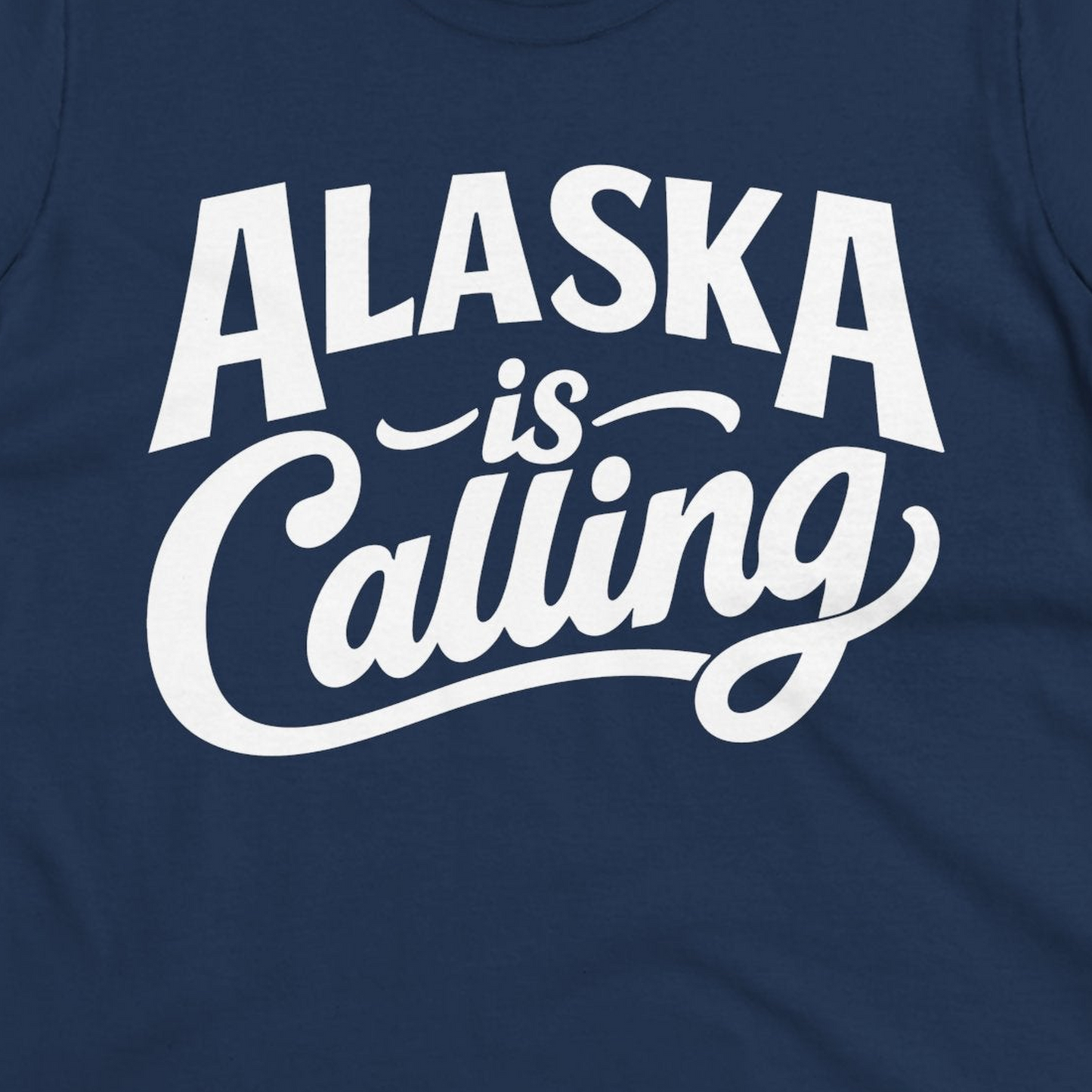 Alaska Is Calling Shirt Ladies T-Shirt – Navy – Alaska Cruise Shirts Close Up