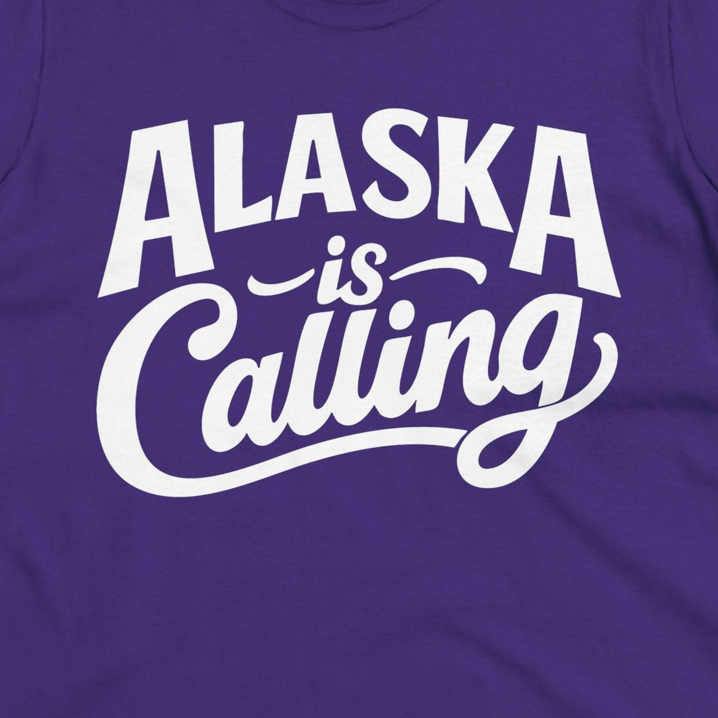 Alaska Is Calling Shirt Ladies T-Shirt – Purple – Alaska Cruise Shirts Close Up