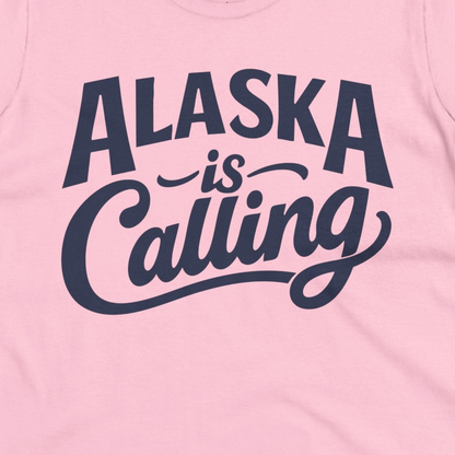 Alaska Is Calling Shirt Ladies T-Shirt – Light Pink – Alaska Cruise Shirts Close Up